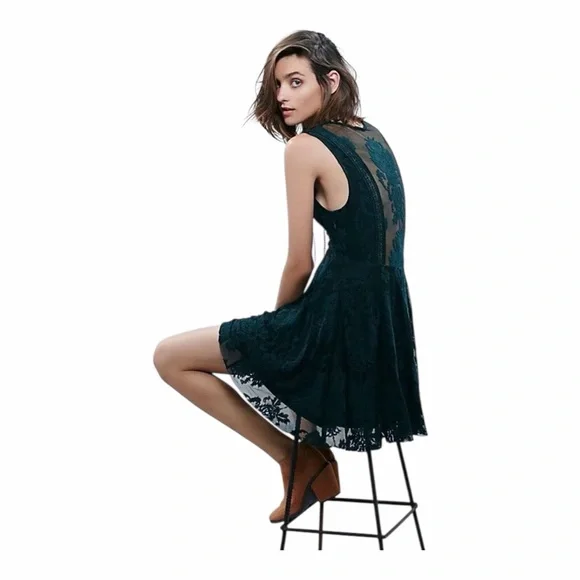 NWT Free People Reign on Me Emerald Lace Dress - Picture 1 of 14